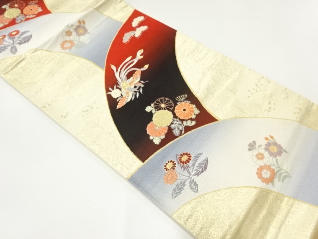 JAPANESE FUKURO OBI / WOVEN FLOWER & BIRD
